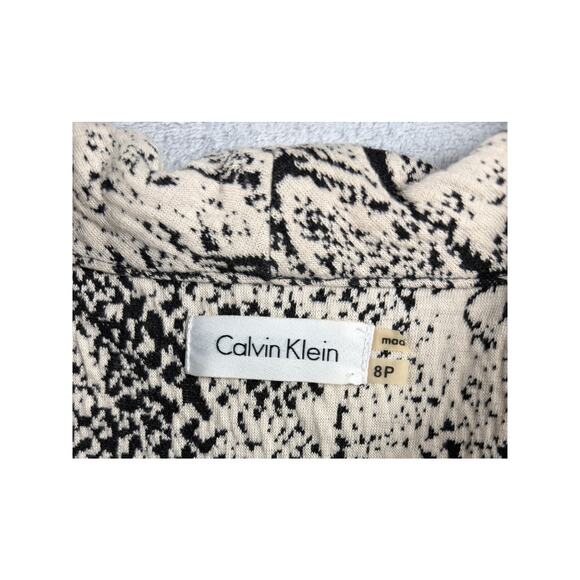 Calvin Klein Snake Print Shift Dress – Puff Sleeve Stretch – Tan/Black – Size 8P - Picture 6 of 8